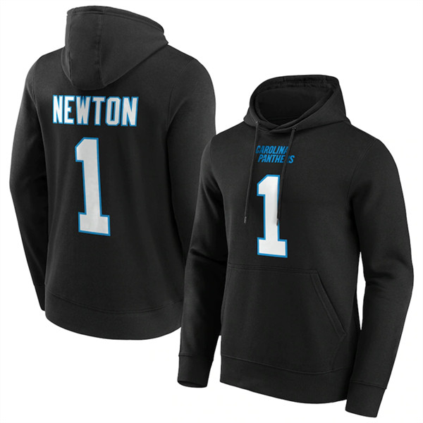 Men's Carolina Panthers #1 Cam Newton Black Hoodie